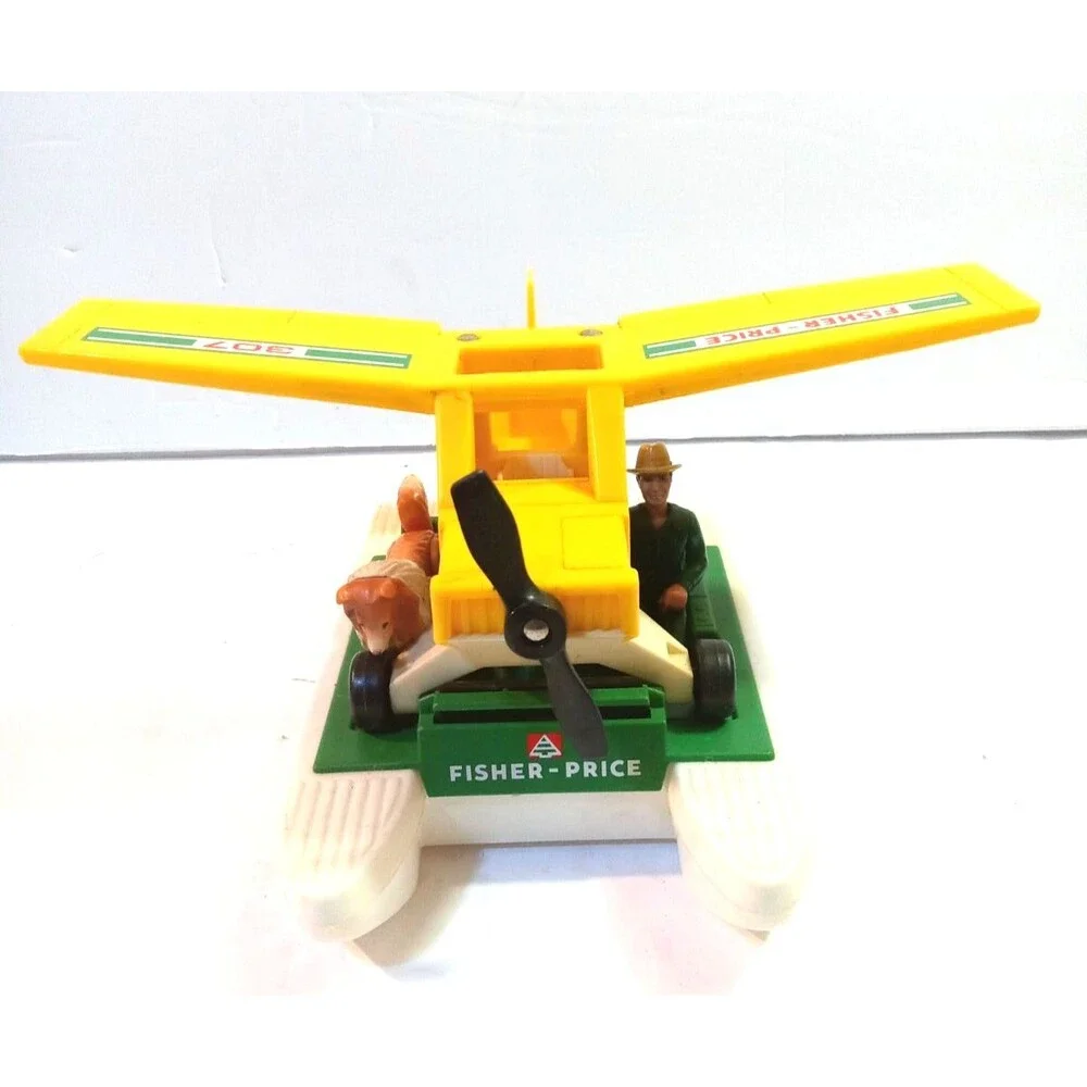 Vintage Fisher Price Adventure People Yellow Patrol Ranger PLANE 307 &Boat 1976